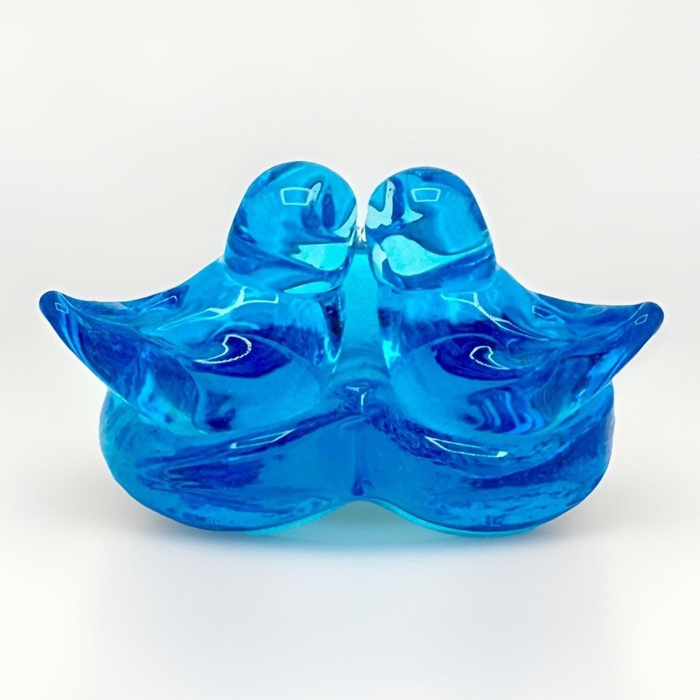 Ron Reed 2003 Sunny Day Bluebird Art Glass Love Birds Heart Paperweight Figurine